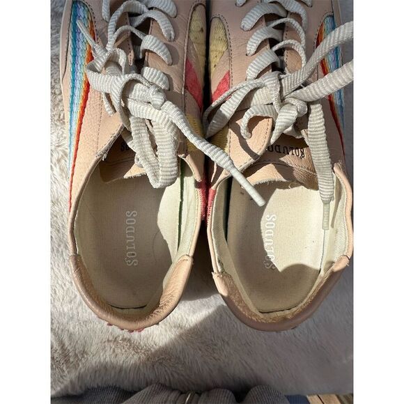 Soludos Women's Pink Rainbow Wave Sneakers Size 10 Embroidered Lace-Up - Picture 9 of 11